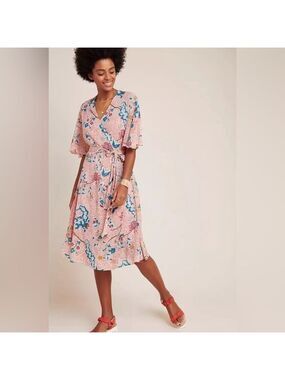 maeve ruffled neckline pleated dress Maeve Ruffled Neckline Pleated Dress